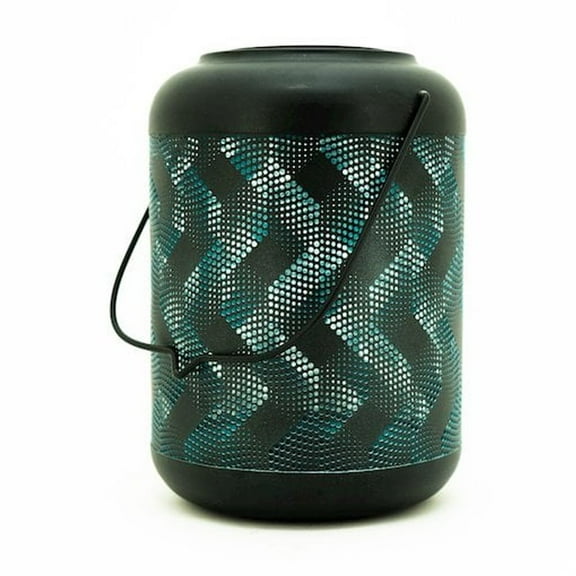 9" LED Lighted Solar Wave Metal Lantern