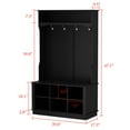 thumbnail image 2 of WIAWG Hall Tree with Storage Bench, 3-in-1 Entryway Coat Rack with 4 Hooks, Coat Hanger, Storage Cube for Entrance Hallway, Black, 2 of 6