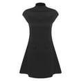 thumbnail image 4 of MSemis Robe une Pièce pour Femmes Col Montant Manches Courtes Taille Haute Robe Courte Noire S, 4 of 7