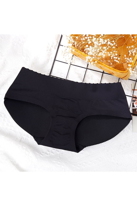 YWDJ Womens Shaping Briefs Underwear Breathable Lightweight No Show Butt Pads Enhancer Panties Padded Hip Underwear Shapewear Butts Lifter Lift Panty Fake Padding Briefs Black XL