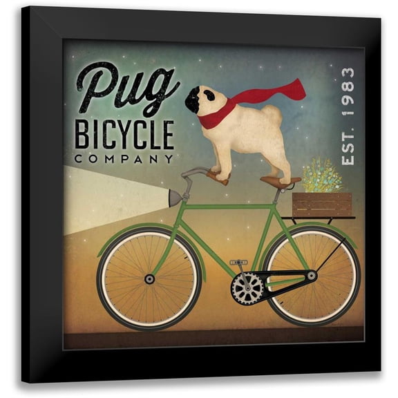 Fowler, Ryan 12x12 Black Modern Framed Museum Art Print Titled - Pug on a Bike