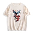 thumbnail image 5 of Plus Size Tops for Women Independence Day Printed Short Sleeved Round Neck Casual T-shirt Beige XL, 5 of 5
