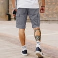 thumbnail image 3 of Nestiefly Cargo Shorts for Men Knee High Waisted Wide Leg Shorts Casual Relaxed Fit Workout Cropped Pants with Pockets Gray XL, 3 of 3