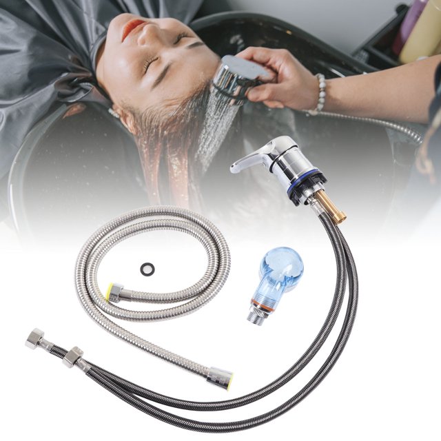 Grifo de champú grifo de tazón de champú brillante y sellado de rociador válvula de mezcla fría y caliente galvanizada hermética al agua resistente para barbería ANGGREK Otros