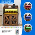 thumbnail image 6 of DEXTRUS Wine Bar Cabinet with Power Outlet & LED Lights, Home Bar Unit with Door and Wine Rack, Rustic Brown, 6 of 12