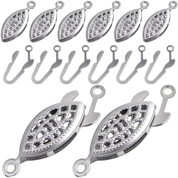 30 Pieces Filigree Box Necklace Clasps Stainless Steel Oval Fish Hook Clasp Jewelry Slide Clasps Bracelet Connectors for DIY Jewelry Making Birthday Party Gift