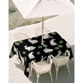 thumbnail image 3 of 52x70 Inch Outdoor Tablecloth with Umbrella Hole Zipper Rectangle Cute Rabbits Rectangular Tablecloths Outside Waterproof Country Leaves Plants Cartoon Bunny Black Patio Table Cover for Picnic Party, 3 of 8