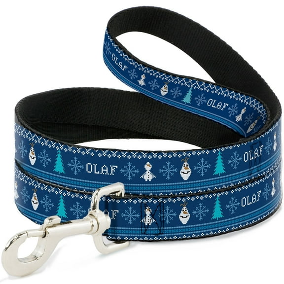 Disney Pet Leash, Dog Leash, Olaf Snowflakes Stitch Blues White, 4 Feet Long 1.0 Inch Wide