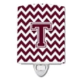 thumbnail image 1 of Carolines Treasures CJ1051-TCNL Letter T Chevron Maroon & White Ceramic Night Light, 1 of 1