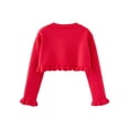 thumbnail image 2 of Hansber Toddler Girls Spring Cardigan Sweater Flower Ruffle Long Sleeve Bolero Shawls Single-Button Red 100, 2 of 5