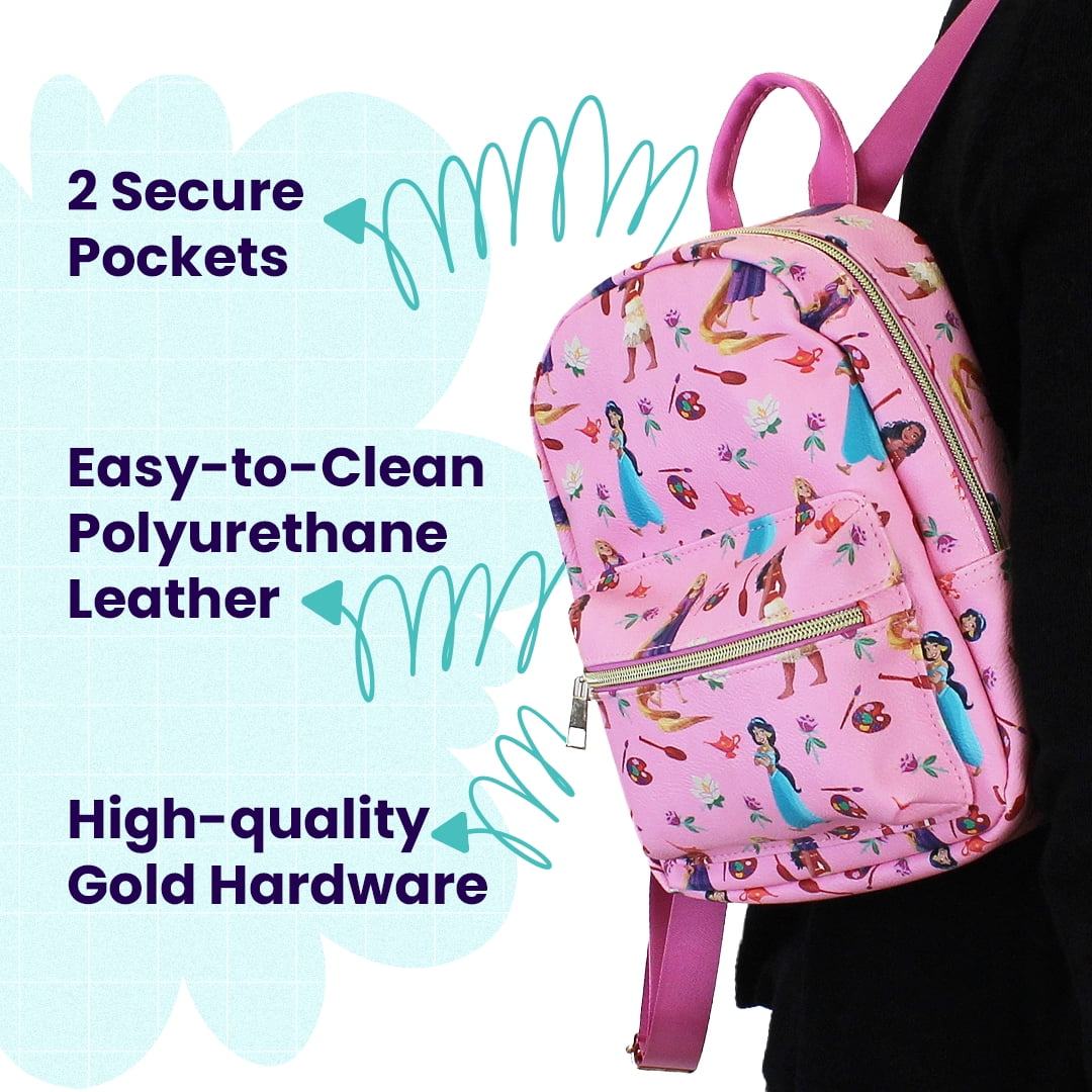 Disney Princess with Flowers Mini PU Leather Backpack Purse DPCM86YT