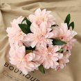 thumbnail image 1 of HoYuanFlo 10 cabezas de flores artificiales de dalia, flores artificiales de dalia, flores artificiales para el hogar, boda, fiesta, suministros de oficina (rosa claro), 1 of 1