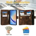 thumbnail image 3 of for Samsung Galaxy A15 Wallet Case with Card Holder for Women Men, Phone Case RFID Blocking PU Leather Flip Shockproof Cover with Shoulder+Wrist Strap Zipper Credit Card Slots Stand,Brown, 3 of 6