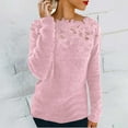 thumbnail image 2 of Sweaters For Women Floral Lace Patchwork Crewneck Knit Pullover Sweater Long Sleeve Casual Solid Color Top 5Xl Womens Sweaters, 2 of 6