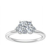 0.70 Carat Cushion Shape Genuine Diamond Radiating Halo Design Wedding Ring for Bride Solid 14K White Gold Size 7