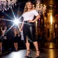 thumbnail image 3 of Agnes Orinda Women's Plus Size Faux Leather Skirts Front Slit High Waist Bodycon Party Pencil Midi Skirt with Pockets 1X Black, 3 of 7