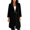 thumbnail image 6 of Women's Wool Blend Coat Single Breasted Notched Lapel Peacoat Mid Long Jacket Winter Warm One Button Overcoat with Pocket, 6 of 6