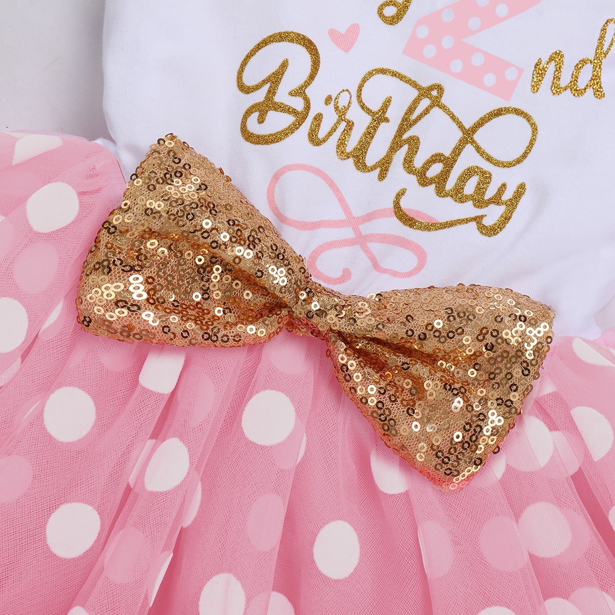 IBTOM CASTLE Baby Girls 1st 2nd Birthday Clothes Mouse Polka Dots One Sequin Tutu Princess Dress Cake Smash 2 Years Pink