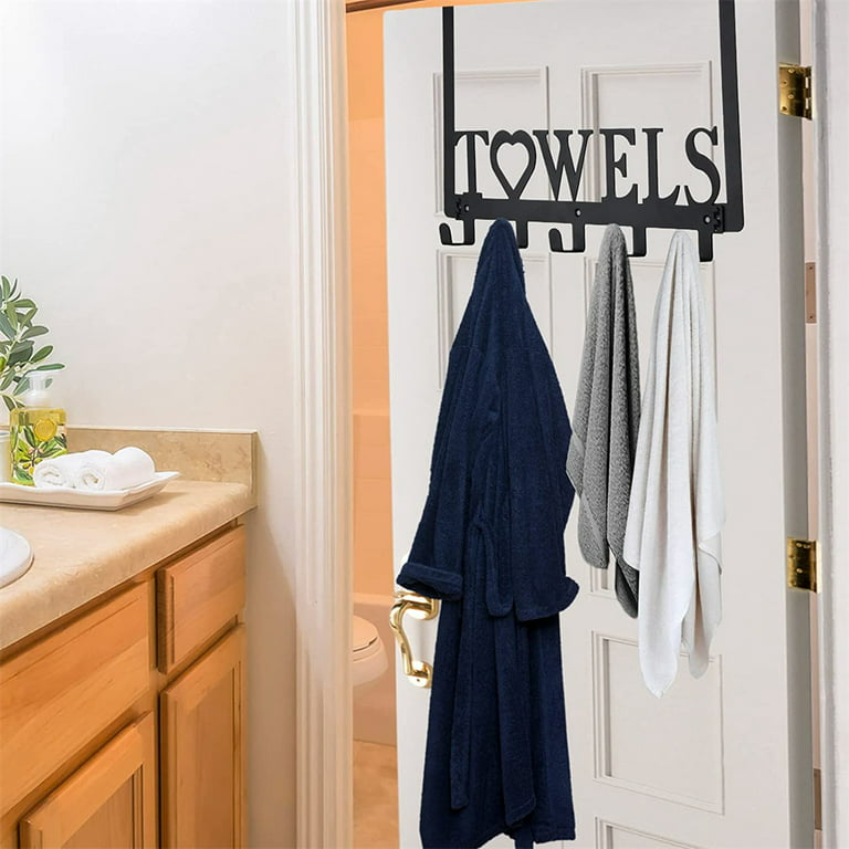 Over The Door Towel Rack Metal Bath Towel Holder Mountdog Door Hanging  Towels Bathrobe Robe Towel Hooks for Bathrooms Black