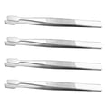 thumbnail image 2 of WORGEOUS Pinzas para sellos de acero inoxidable, 4 Uds., para coleccionar sellos, pinzas multiusos de punta recta para manualidades y trabajos de laboratorio, color plateado, 2 of 8