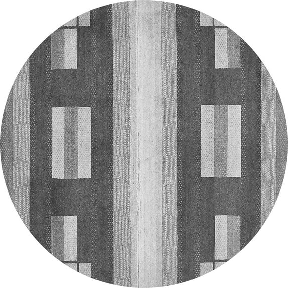 Ahgly Company Indoor Round Abstract Gray Modern Area Rugs, 7' Round