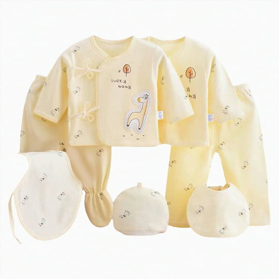 XZNPDUCQ Clothes & Accessories Set 5 Piece Baby Boy Girl Short Sleeve/Tank Tops Long Pants Romper Bottom Hat Bib Sock Shose Set Essentials and Accessories Gifts Layette Set