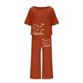 thumbnail image 4 of ICHUANYI Liquidación Señoras Verano Moda Casual Suelto Cuello Redondo Manga Corta Impresión Ancha Traje De Lino ICHUANYI WER202308254485, 4 of 5