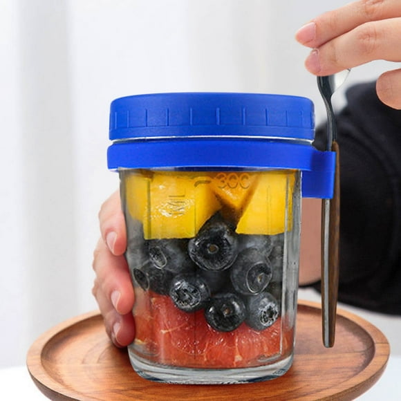 Overnight Oats Container With Lid And Spoon-Overnight Oats Jars-Portable Jars With Lid For Cereal Container Capacity 350ML
