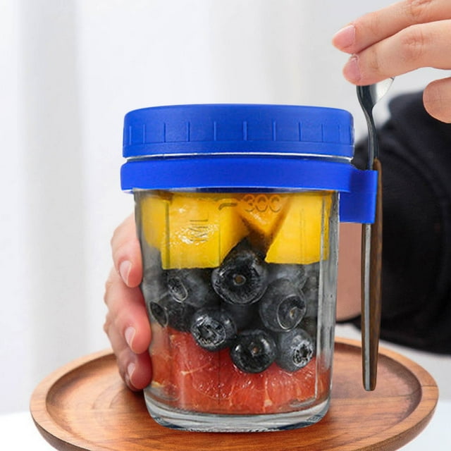 Overnight Oats Container With Lid And Spoon-Overnight Oats Jars-Portable Jars With Lid For Cereal Container Capacity 350ML