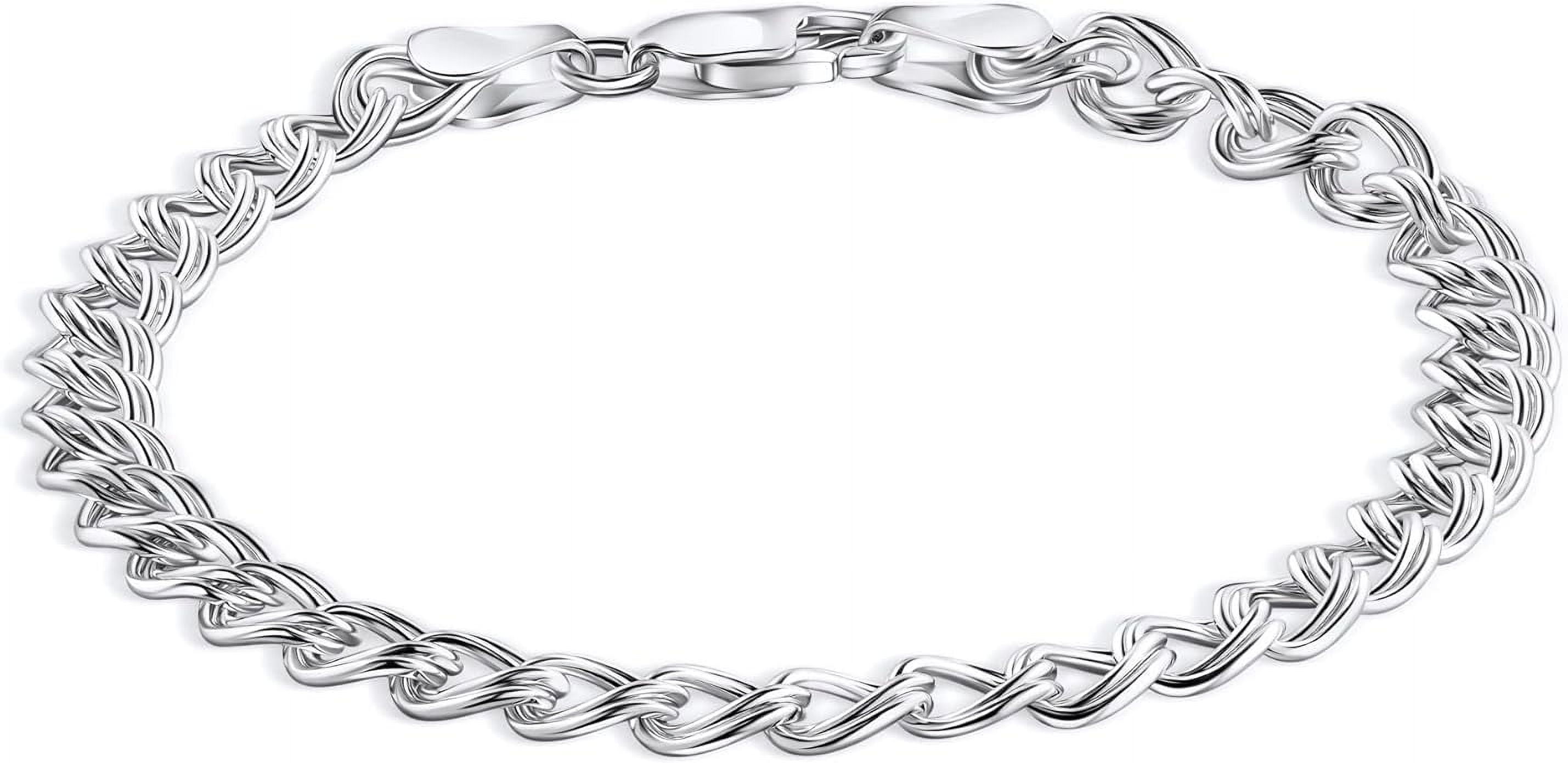 PORI JEWELERS 925 Sterling Silver Italian Charm Link Chain Bracelet for Men and Women