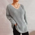 thumbnail image 1 of RXIRUCGD Chandail Ample pour Femmes Couleur Unie Col en V, Gris, Taille : S, 1 of 7