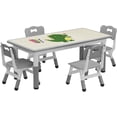 thumbnail image 1 of Adjustable height niños mesa y chair set con superficie con grafiti-47.2 x 23.6 x 18.9 pulgadas 4 sillas bpa-free non-slip feet ages 2-10 gray ideal playroom classroom y home, 1 of 7