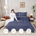 thumbnail image 3 of Castle Fairy Vintage Skull King Size Comforter Sets 3pcs,Gothic Scroll Vine Comforters King Size,Navy Blues,1 Comforter and 2 Pillowcases,Black Reversible, 3 of 6