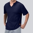 thumbnail image 2 of T-Shirts Shirts For Men Qiggri Men's Casual Solid Color Vertical Texture Short Sleeved V-neck Shirt Mens Shirts Casual Stylish, 2 of 5