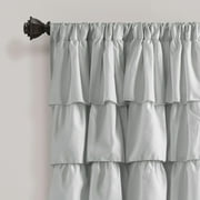 Lush Decor Ruffle 84 x 50 Solid White 3 Rod Pocket Single Window Panel Curtain
