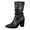 Black, variant on Pandaie Women's Mid Calf Chunky Heel Short Boots Party Daily Work Fashion Classic PU Slouchy Booties Fall Walking Shoes Wine 7.5