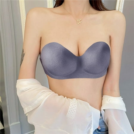 

Yuelianxi Women Tube Top Wrap Chest Strapless Chest Pad Massage No Steel Ring Bra