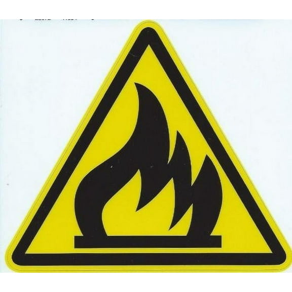 4.5in x 4in Open Flame Warning Sign Decal Sticker Business Signs Decals Stickers