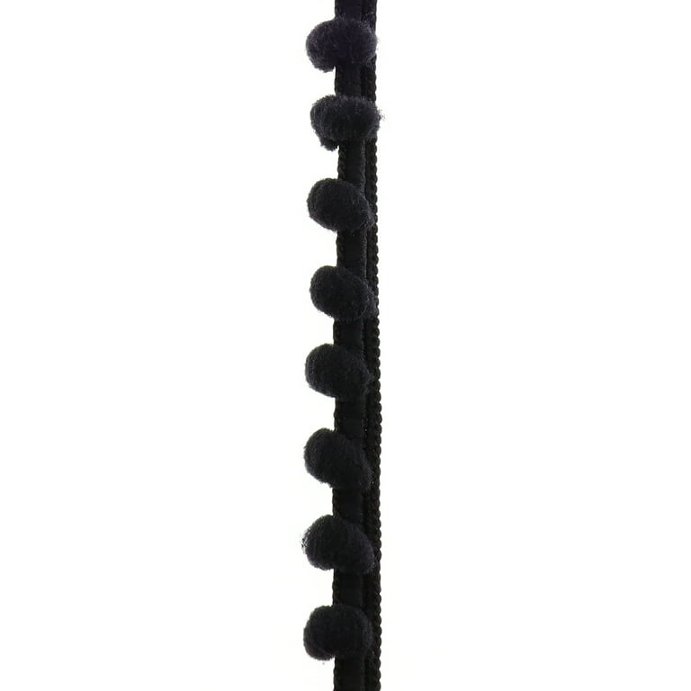 Offray 3/8 inch Black Baby Pom-Pom Trim, 3 Yards, 1 Each