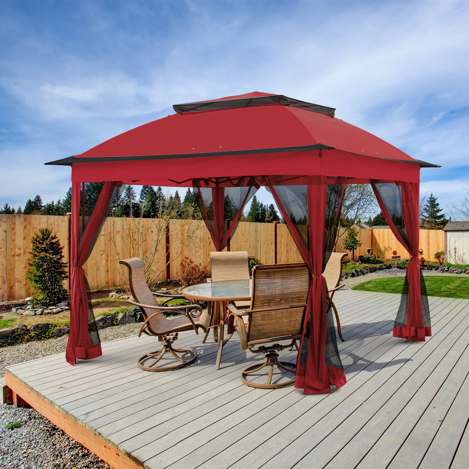 EAGLE PEAK Gazebo 11 x 11 ft Straight Leg Pop-Up Canopy(Red)