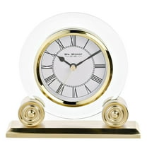 Wm. Widdop Glass & Gold Round Mantel Clock
