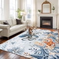 thumbnail image 3 of Oceans Marine Life Washable Living Room Rugs 5'x7', Orange Blue Octopus Starfish Corals Gradient Low Pile Throw Large Area Rugs Non-Slip Sturdy Edge Binding Carpet for Dining Room Bedside Kitchen, 3 of 9