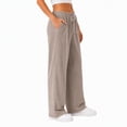 thumbnail image 2 of Wide Leg Corduroy Pants for Women Casual Lounge Drawstring Elastic Waist Work Pants with Pockets, 2 of 7