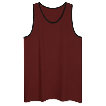 Allsense Men's Two Tone Basic Color Tank Top Jersey Regular Fit Unisex HBurgundyBlack 2XL