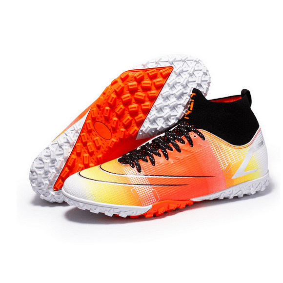 High-top football shoes rainbow color matching broken nails student competition adult sport running soccer boots For Men and Women