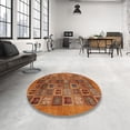 thumbnail image 4 of Ahgly Company Machine Washable Indoor Round Abstract Papaya Orange Area Rugs, 3' Round, 4 of 7