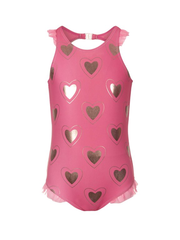 Kids Girl's One-Piece Gold Heart Calla Swimsuit (Toddler/Little Kids/Big Kids) Hearts 4 Toddler