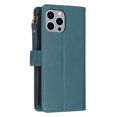 thumbnail image 3 of for iPhone 12 Pro / iPhone 12 6.1" Zipper Wallet Case with Wrist Hand Strap & Card Slots Holder, Business PU Leather Shockproof Flip Kickstand Purse Protective Cover Case, Green, 3 of 8