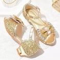 thumbnail image 5 of UngA Closed Toe Sandals for Girls Girls Sandals Low Heels Dress Ankle Strap Open Toe Flower Wedding Party Dress Shoes for Toddler/Little Kid/Big Kid Girls Dance Shoes(Gold,Size 2.5), 5 of 5