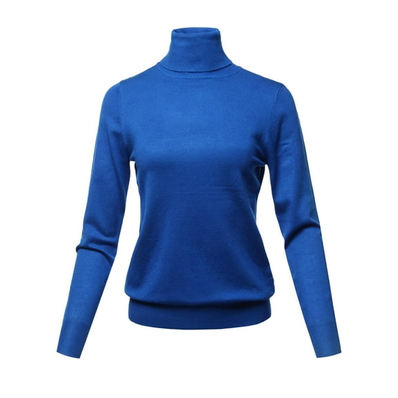 FashionOutfit Women's Solid Lightweight Turtleneck Long Sleeves Knit Sweater